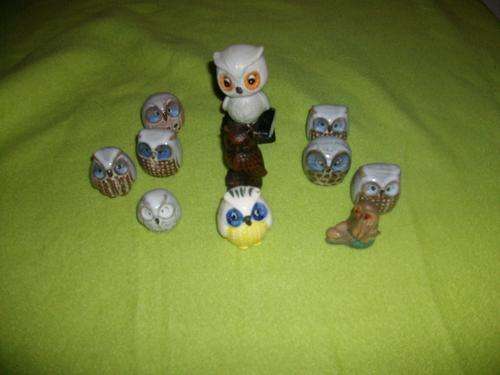collection of pottery owls ,