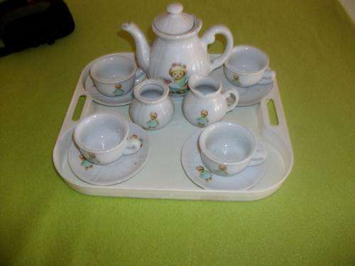 Lovely teddy bear children's play tea set with tray  ceramic