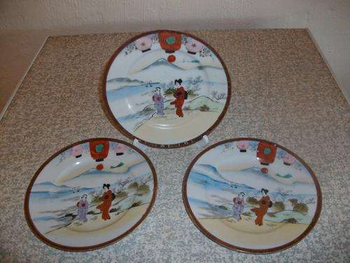 nice set of three chinese saucers plates