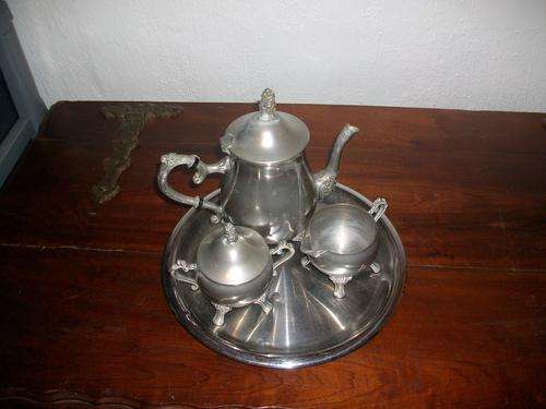 lovely sliver plated tea set on tray