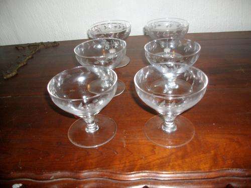 set of six clear glass pudding bowls