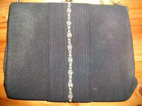 Nice black evening bag with fine line  tapestry
