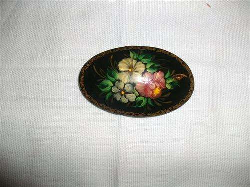 Nice hand painted wooden brooch