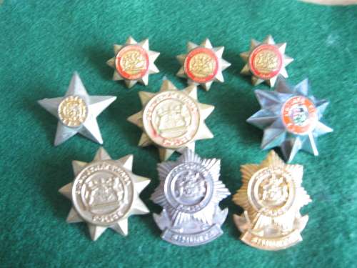 group of Homeland collars and 1 SADF rank