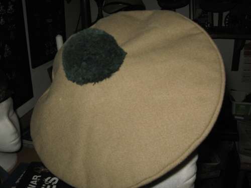 Pretoria Highlanders Officer's Tam O'Shanter with green toorie, badge, tartan backing