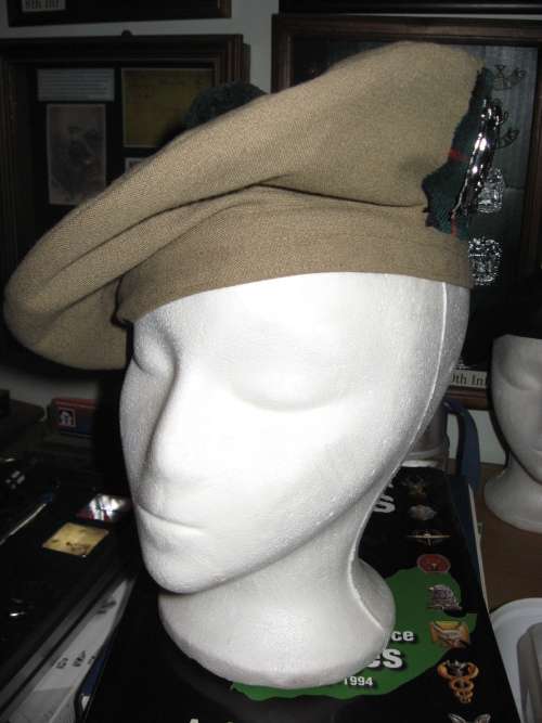 Pretoria Highlanders Officer's Tam O'Shanter with green toorie, badge, tartan backing