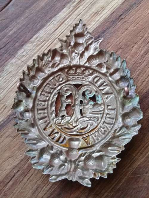 Argyle and Sutherland Highlanders Copper Glengarry badge, voided