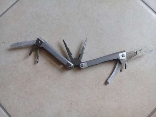 Multi tool with leather pouch, 9 functions