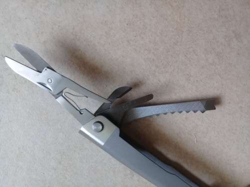 Multi tool with leather pouch, 9 functions