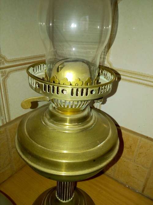 Antique brass Oil Lamp, complete, working condition, 550mm tall