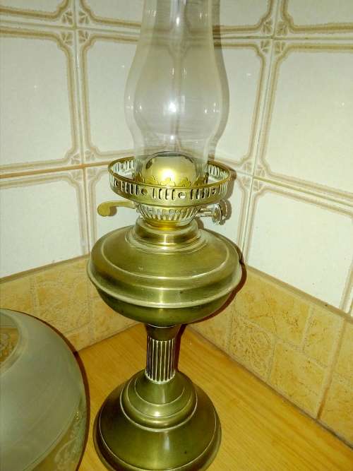 Antique brass Oil Lamp, complete, working condition, 550mm tall