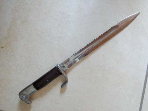 Imperial German KS98 chromed sawback dress bayonet by Erfurt