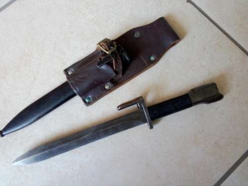 FN FAL Type A Bayonet with leather frog