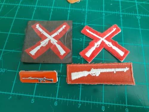 4 Cadet Marksman badges inc Silver Sharpshooter balkie