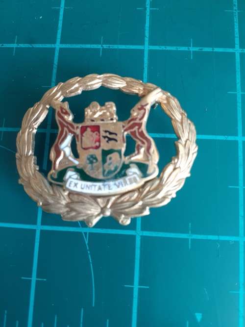 SA Police Warrant Officer brass and enamel sleeve badge