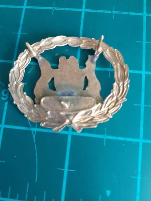 SA Police Warrant Officer brass and enamel sleeve badge