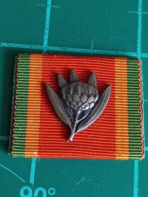 WWII Africa Service Medal ribbon with bronze King Protea King's Commendation emblem