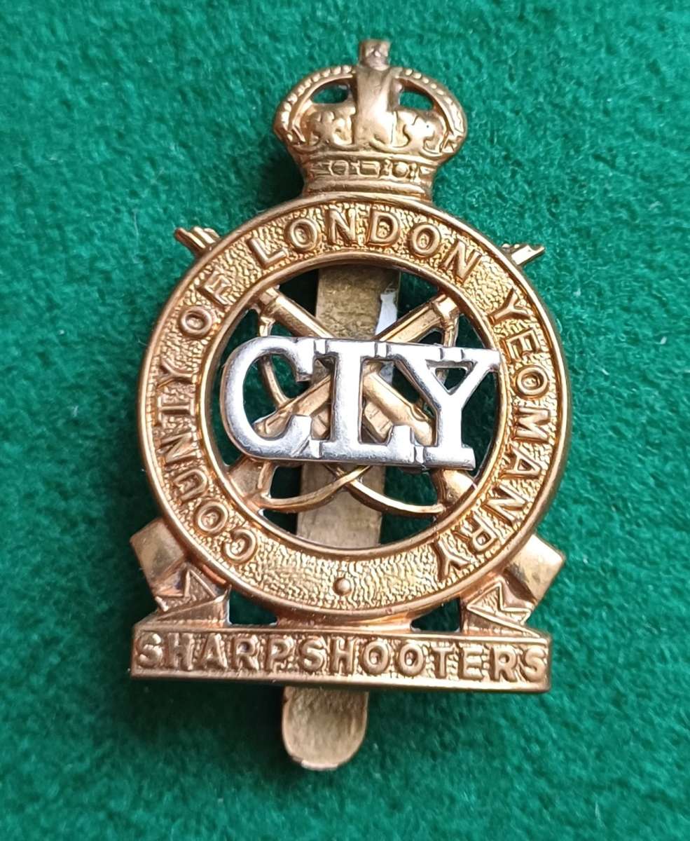 British Army, County of London Yeomanry Sharpshooters BiM cap badge