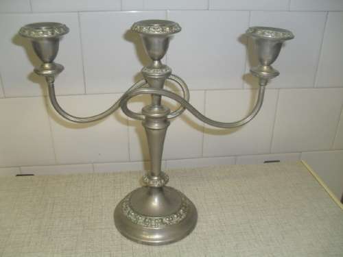 (april) A GORGEOUS SILVER PLATED 2 ARMED 3 CANDLE HOLDER CANDELABRA
