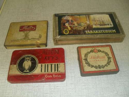 (jn)  4x  VINTAGE CIGARETTE / CIGAR TINS AND BOXES  -biggest..24x13x3cm