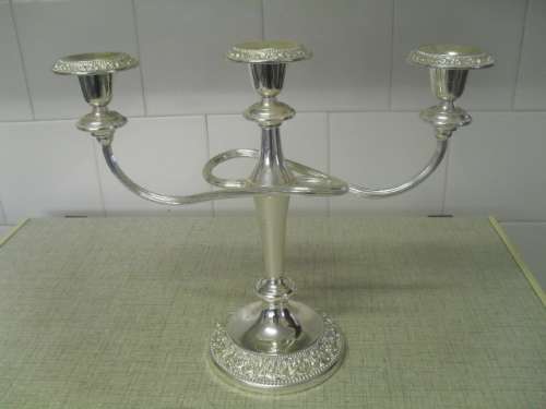 * STUNNING (MODERN ?) SILVER PLATED ? 3x ARMED CANDELBRA -candlestick holder
