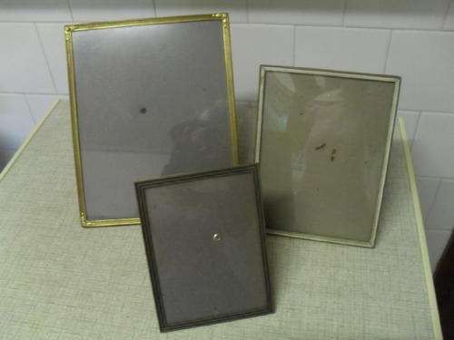 3x LOVELY METAL VINTAGE PICTURE FRAMES - 2 of which have convex glass.