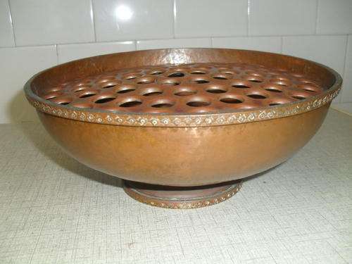 A Huge RHODESIAN HAND MADE COPPER BOWL / VASE  with 2 flower frogs / controllers