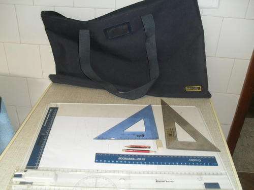 AN OLD STAEDTLER TECHNICAL DRAWINGS BOARD and CARRY BAG. -51cm x 36cm