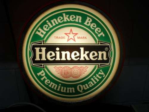 A MANCAVE TREASURE - HEINEKEN LIGHT UP ADVERT -28cm wide
