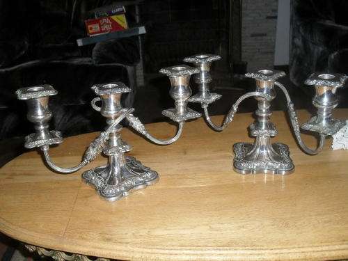 2x  3 holding CANDLEBRAS THAT HAVE BEEN REPAIRED AND ONE CANDLE HOLDER NEEDS TO BE REPAIRED