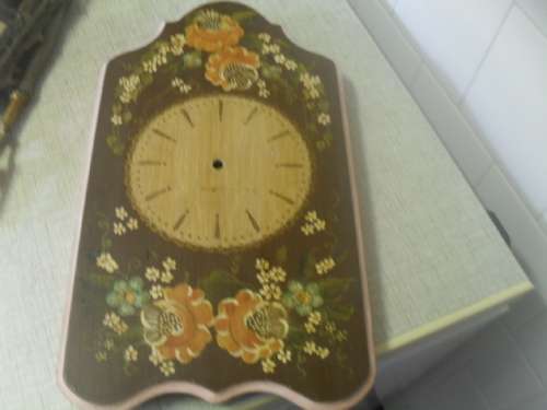 (jai)  a WOODEN WALL CLOCK FACE - FOR THE ARTISTIC ENTHUSIAST -42x24x3cm