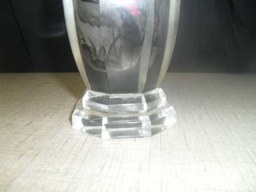 (jerr) a GORGEOUS CUT GLASS JACARTE CHINESE INNER OPTICAL PAINTED VASE