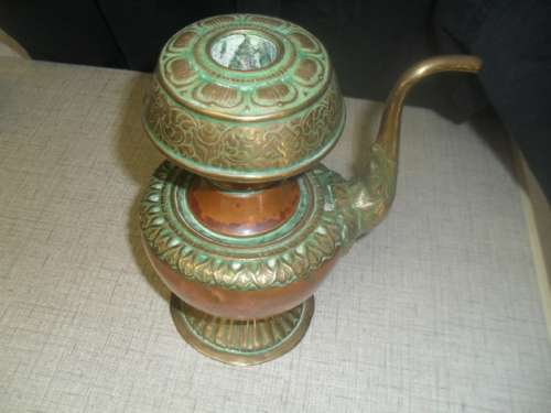 (JEr) A RARE ANTIQUE BRASS and COPPER  INDIAN KITCHEN WATER PURIFIER  POT JUG