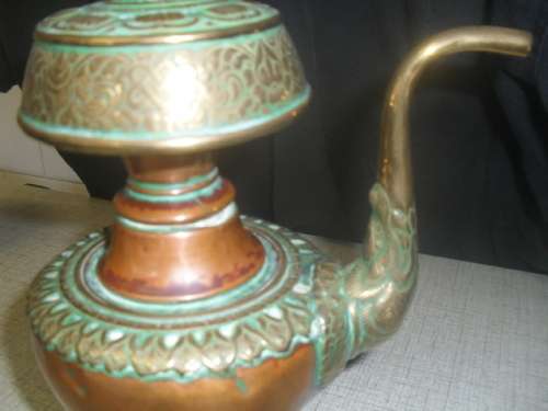 (JEr) A RARE ANTIQUE BRASS and COPPER  INDIAN KITCHEN WATER PURIFIER  POT JUG