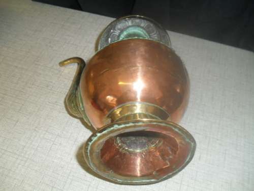 (JEr) A RARE ANTIQUE BRASS and COPPER  INDIAN KITCHEN WATER PURIFIER  POT JUG
