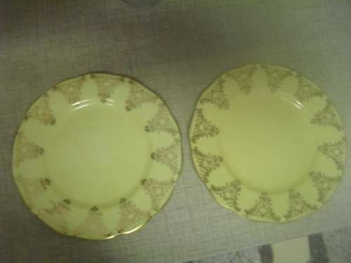 2x  ROYAL ALBERT YELLOW &GOLD TRIM SIDE PLATES - 16cm across