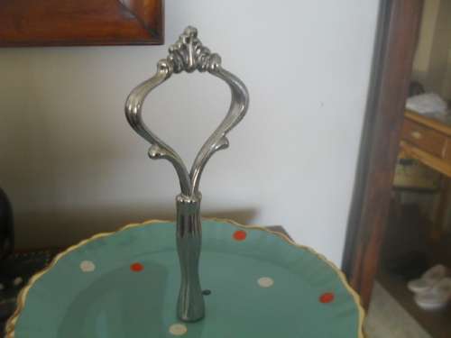VINTAGE OLD FOLEY JAMES KENT STAFFORDSHIRE TWO TIER CAKE STAND 5443. -large plate 28cm wide