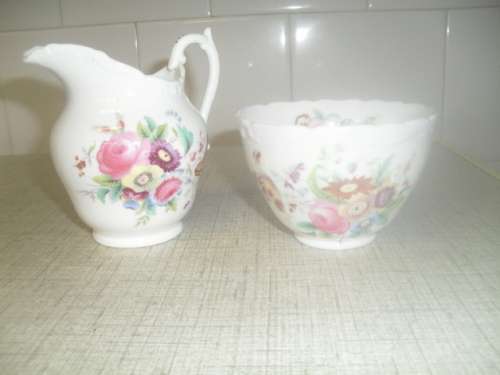 *#  VINTAGE`OLD COALPORT` SUGAR BASIN & CREAM /MILK JUG
