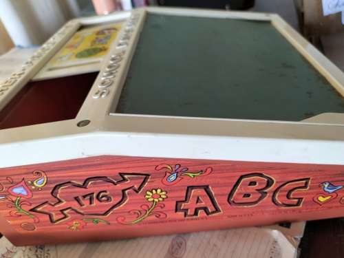 A VINTAGE COMPLETE FISHER PRICE SCHOOL DAYS DESK