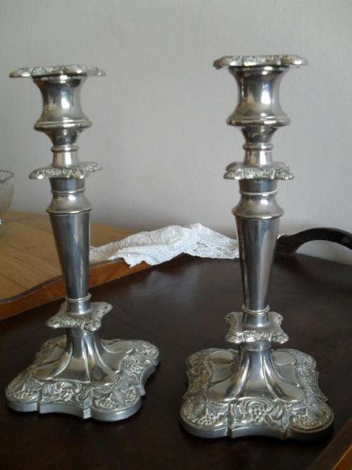 A PR OF THE MOST BEAUTIFUL SILVER PLATED CANDLEHOLDERS YOU HAVE EVER SEEN. Made in England