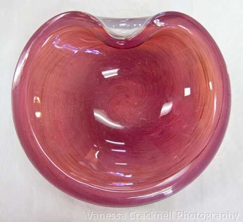 MURANO GLASS BOWL, PINK WITH FINE GOLDEN HIGHLIGHTS, SEE PHOTOS!