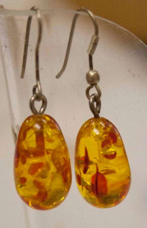 RUSSIAN AMBER TEARDROP EARRINGS - EXQUISITE