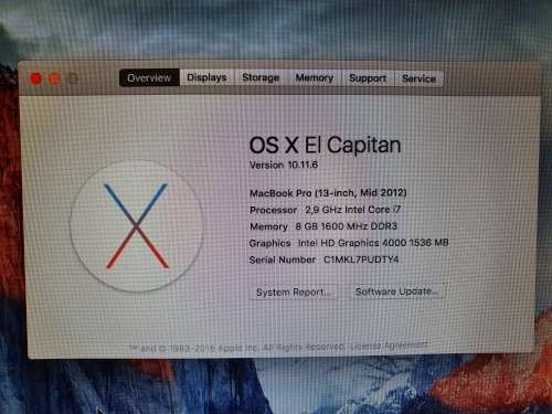 Macbook Pro 13` 2012  i7/8gb/250gb SSD