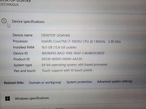 *** LENOVO ThinkPad X13 (Intel I7 10th gen, 16GB,  256GB) Touch Screen** PLEASE READ