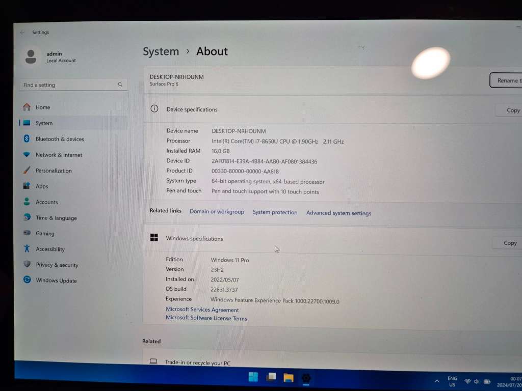 ******MICROSOFT SURFACE PRO 6 512Gb/16GB RAM INTEL CORE I7 - great battery!!!!!!!!******