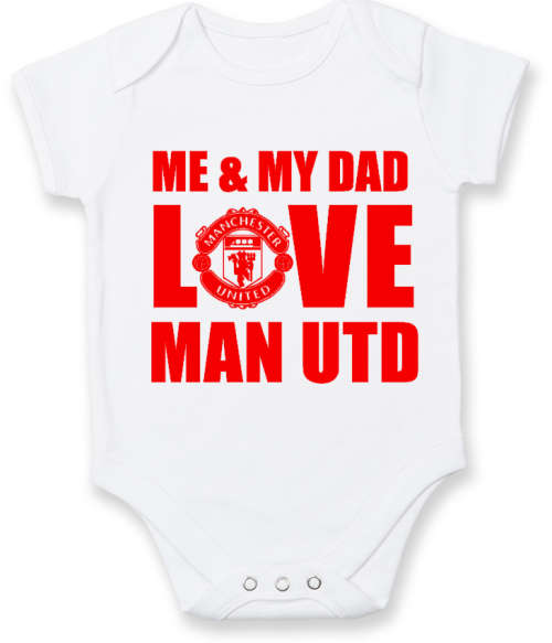 PERSONALISED MANCHESTER UNITED Baby Grow with NAME & NUMBER/Me & My Dad LOVE Man Utd baby grow