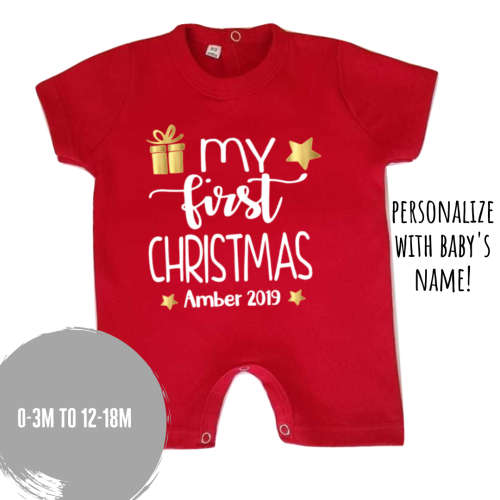 Personalized My First Christmas baby romper/1st Christmas baby outfit/ Personalized baby gift