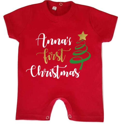 Personalised First Christmas Baby Romper/First Christmas Baby Outfit/ Personalized Baby Gift