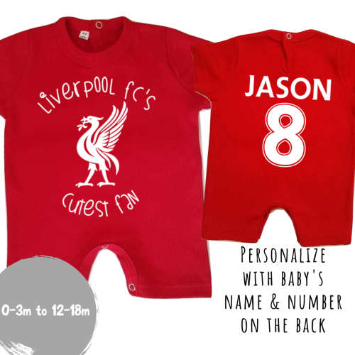 PERSONALISED LIVERPOOL FC Baby Romper with NAME and NUMBER/Liverpool`s cutest fan / LFC Baby Romper