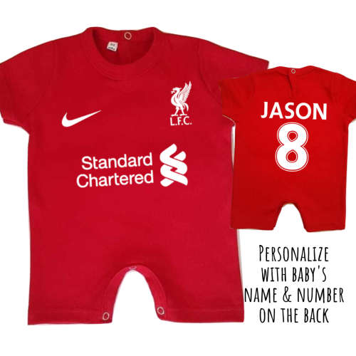 NEW PERSONALISED LIVERPOOL FC Baby Romper for 22/23 season with NAME and NUMBER/ Baby Clothes